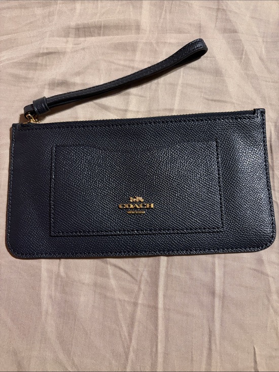 Coach Handbags - Coach Navy Leather Wristlet